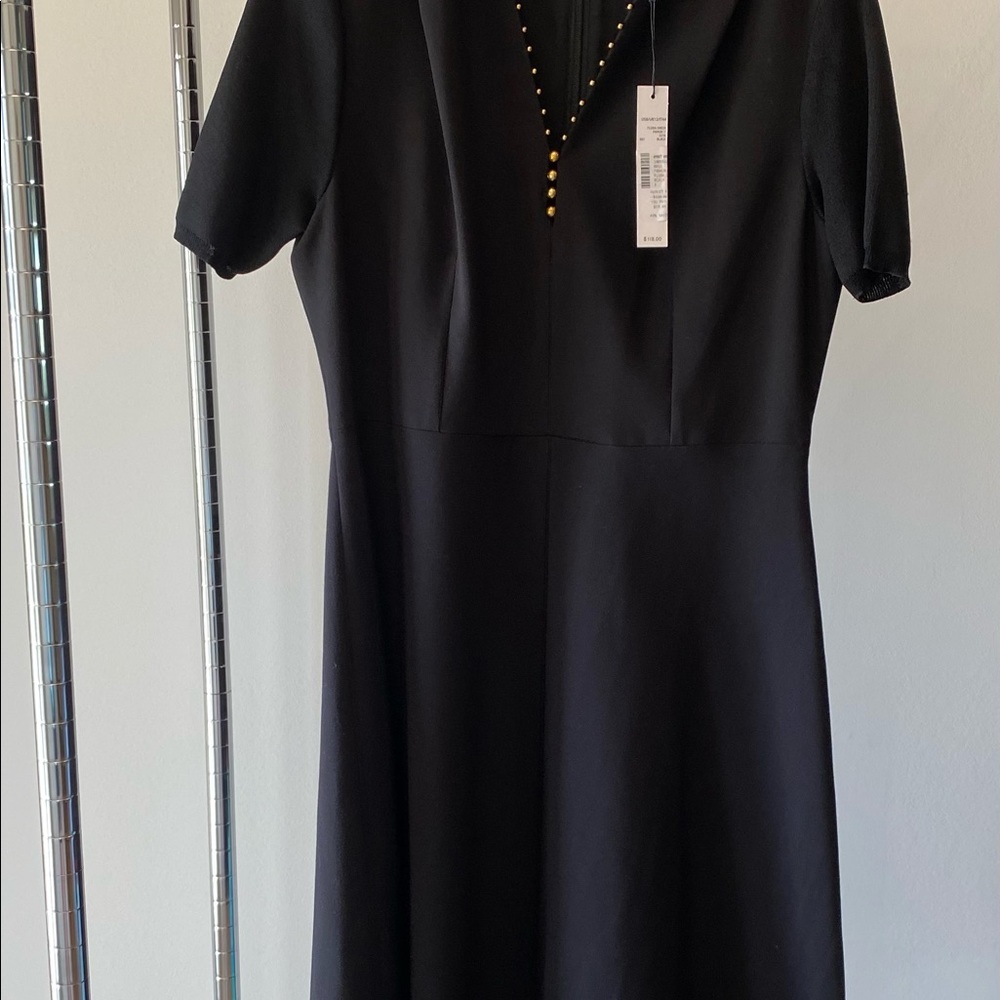 Tahari classic black dress  size 8 . Short sleeve,pleated front.Very flattering
